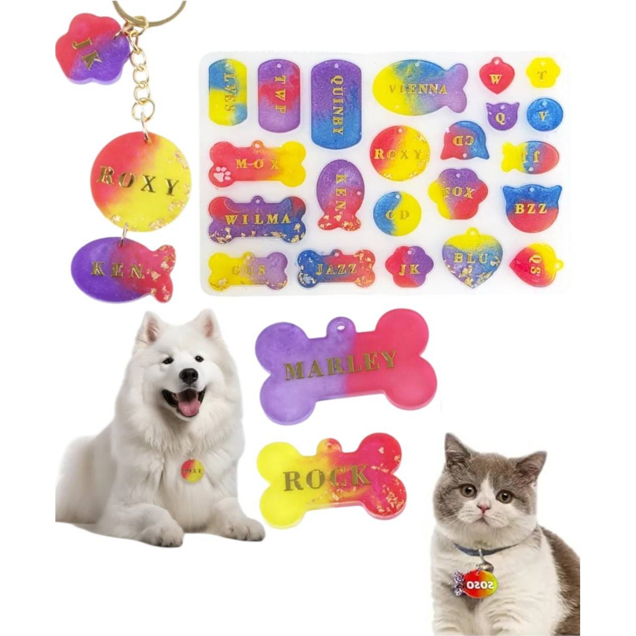 실리콘 레진 몰드 애완동물 강아지 고양이 반려동물 네임텍몰드22 (F2), 반려동물 네임텍몰드 6,900원