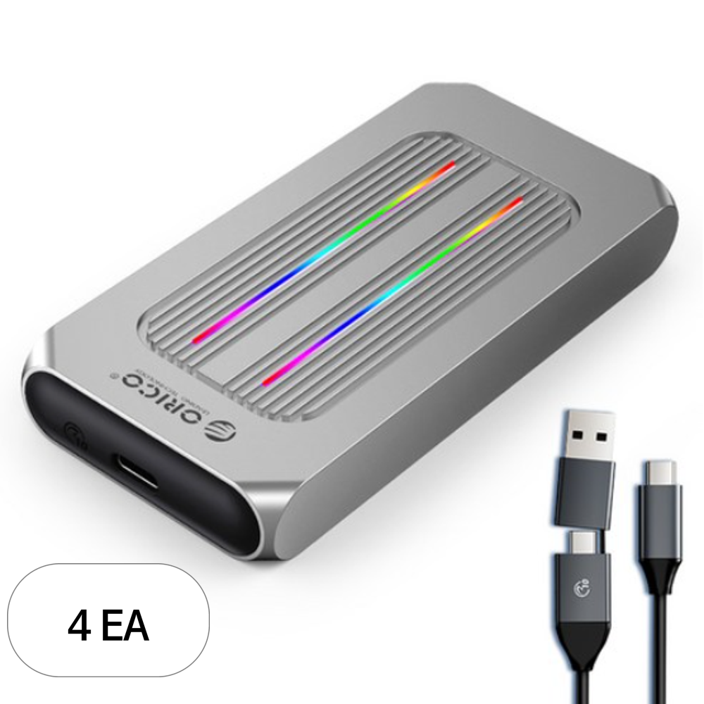 오리코 M.2 NVMe SSD RGB 외장하드케이스 2in1케이블 냉각핀 방열 USB3.2 Gen2 10Gbps M2R1-G2 358,860원