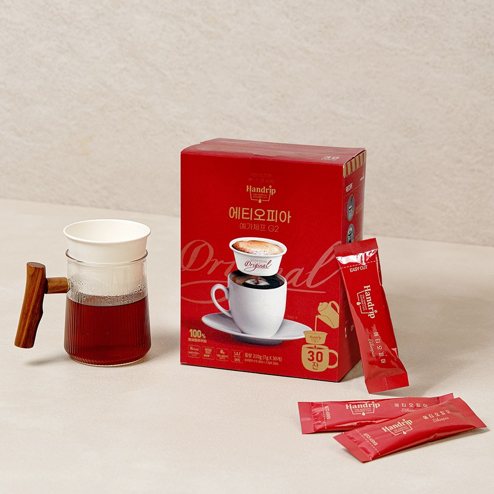 핸드립 오리지널 드립 원두커피 에티오피아 예가체프 G2 30T(분쇄원두+드리퍼) 아로마빌커피 21,800원
