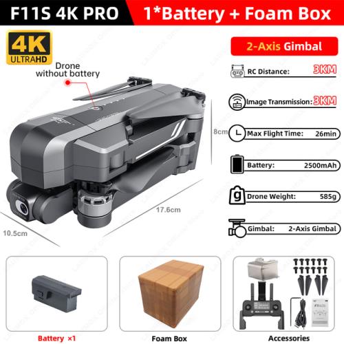 SJRC F11  F11S 4K 프로 GPS 드론 전문 5G 와이파이 2 축 짐벌 카메라 포함 3km RC 접이식 브러시리스 쿼드콥터 300,250원