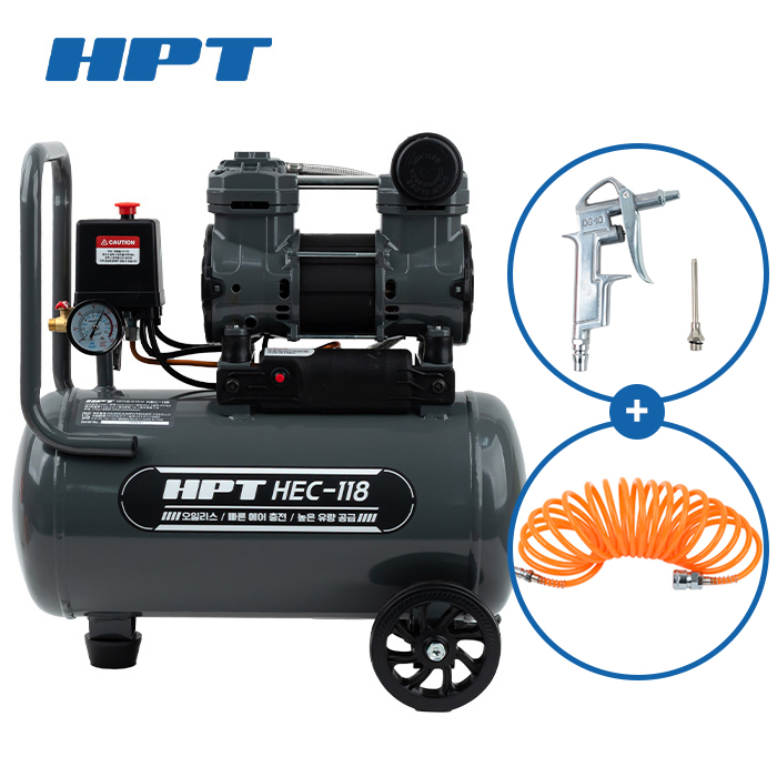 HPT 에어 콤프레샤 2마력급 오일리스 18L 컴프레샤 HEC-118 134,000원