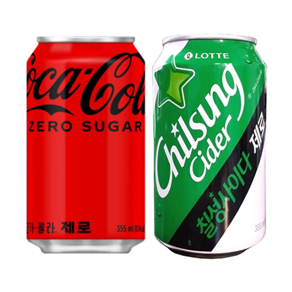 코카콜라 제로 355ml + 칠성사이다 제로 355ml =48개 42,850원