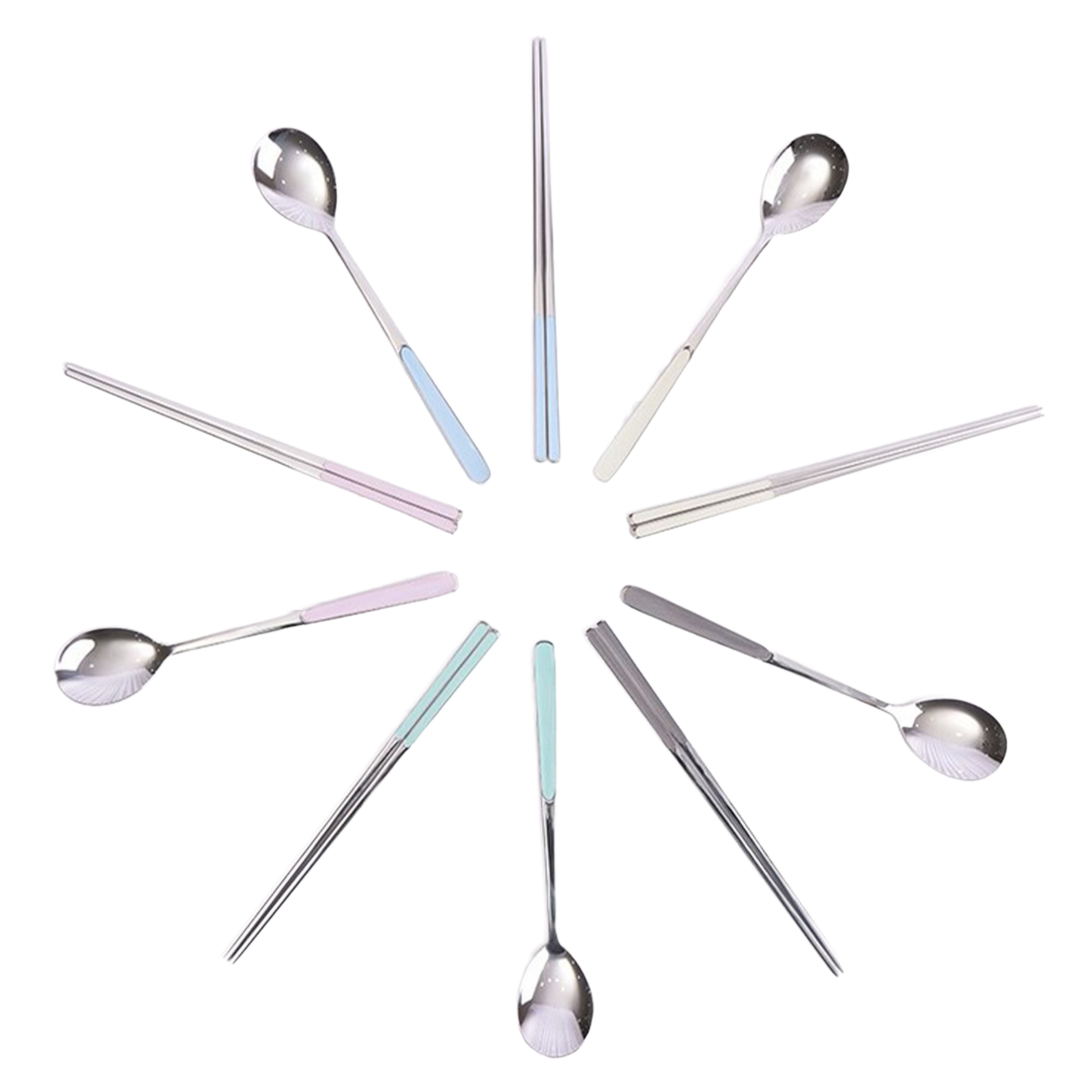 프리스틴 더 깨끗한 국산 고급 수저 5벌 세트, 아이보리 크림, 프리스틴 핑크, 블루 브리즈, 아쿠아 민트, 쉐도우 그레이, 1세트 60,000원