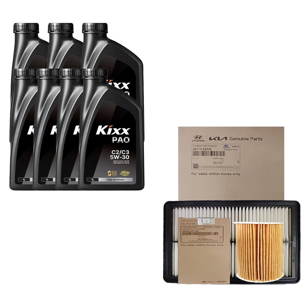 더뉴카니발(YP) 디젤 킥스 PAO C2 C3 5W30 7L 엔진오일 순정 필터 세트 2F100-A9200 111,200원