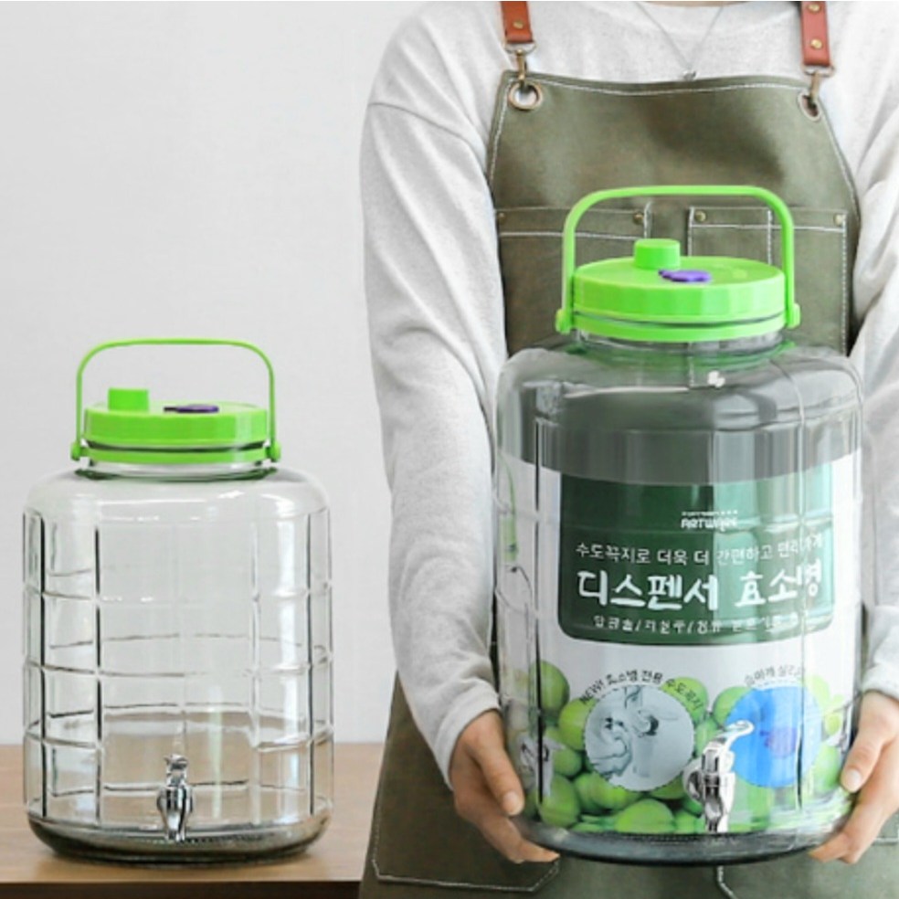 수도꼭지 매실청 담금주병 유리 효소병 디스펜서 과실주병 (4L/5L/10L/12L/15L) 유리병 밀폐용기 디스펜스 미니정수기, 1개 20,600원