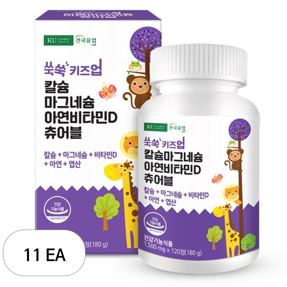 건국유업 유아용 쑥쑥 키즈업 칼슘 마그네슘 아연 비타민D 츄어블 180g 269,190원