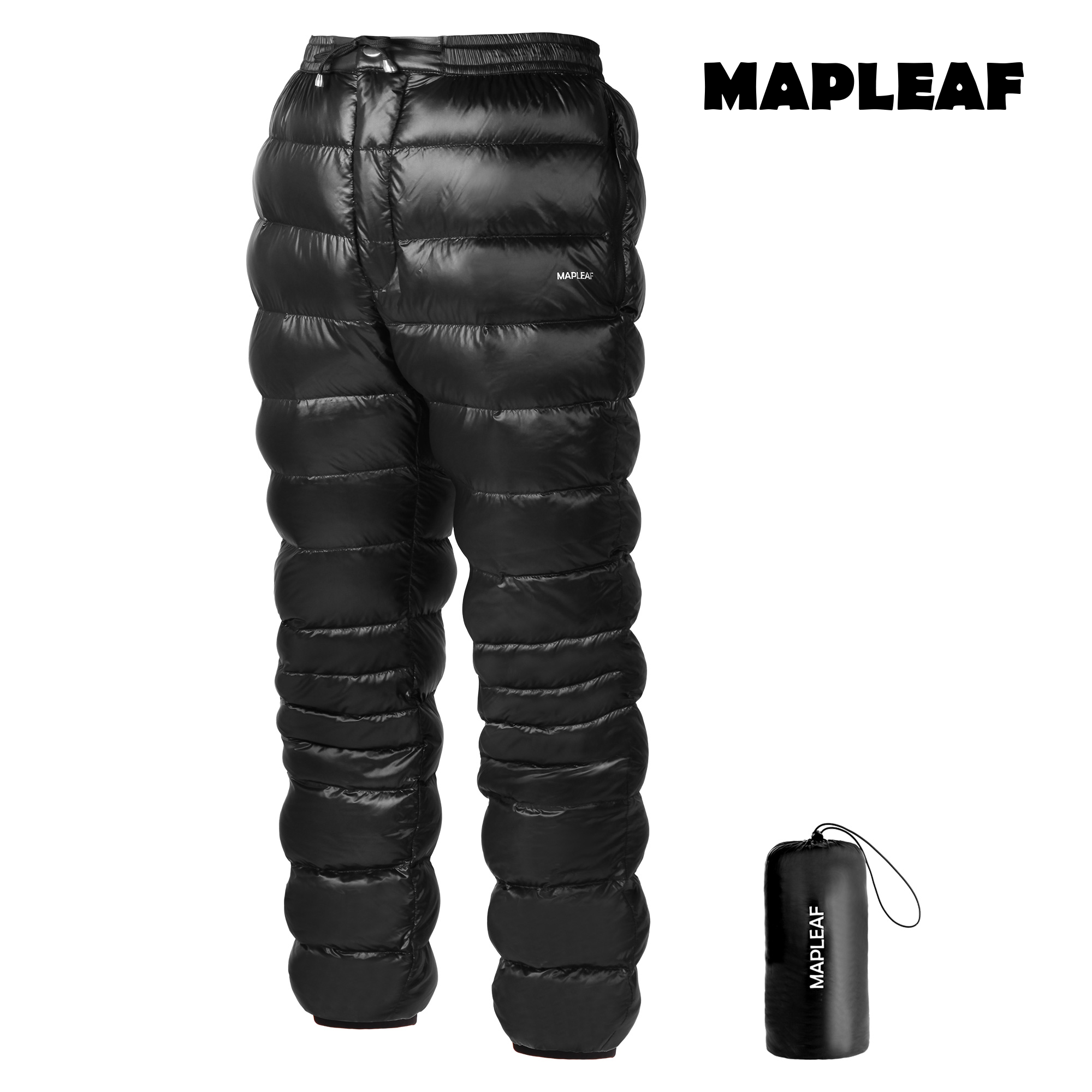 MAPLEAF 다운 팬츠 블랙 800 필파워 (FP)  보온 방한 주머니 포함 YKK 지퍼 방풍 발수 경량 휴대 용이 남녀 공용 보온 팬츠 겨울용 수납백 포 82,990원