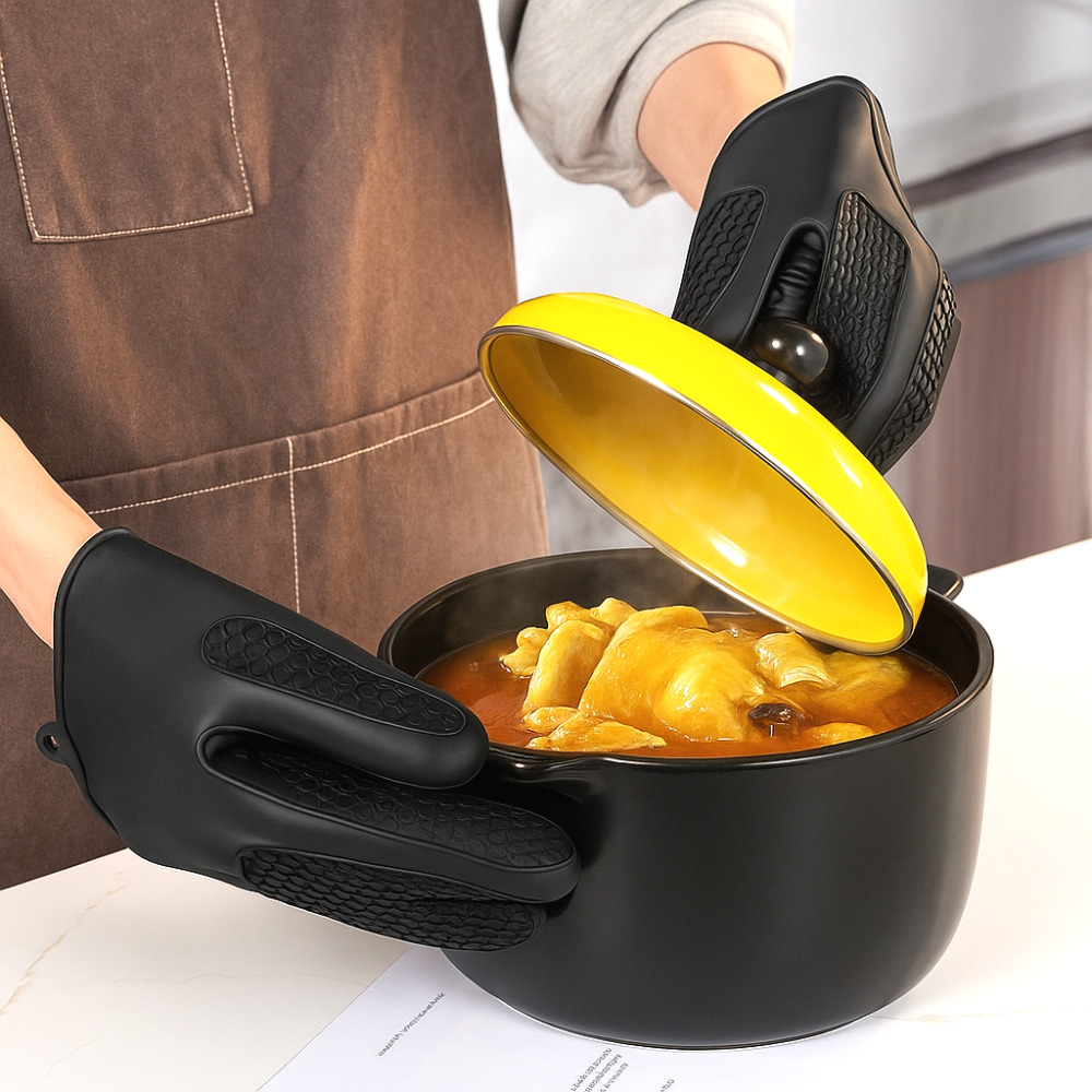 에이제이큐 실리콘 주방 오븐장갑 다용도 내열 냄비 손잡이, 1세트, 클래식 블랙 13,900원