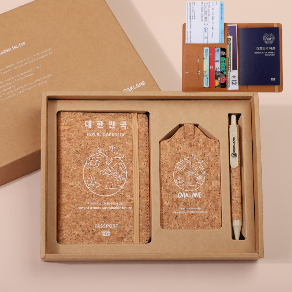 프리미엄 친환경 코르크 여권케이스 세트 안티스키밍 RFID차단 여권지갑 골프 캐리어 네임택 러기지택 29,900원