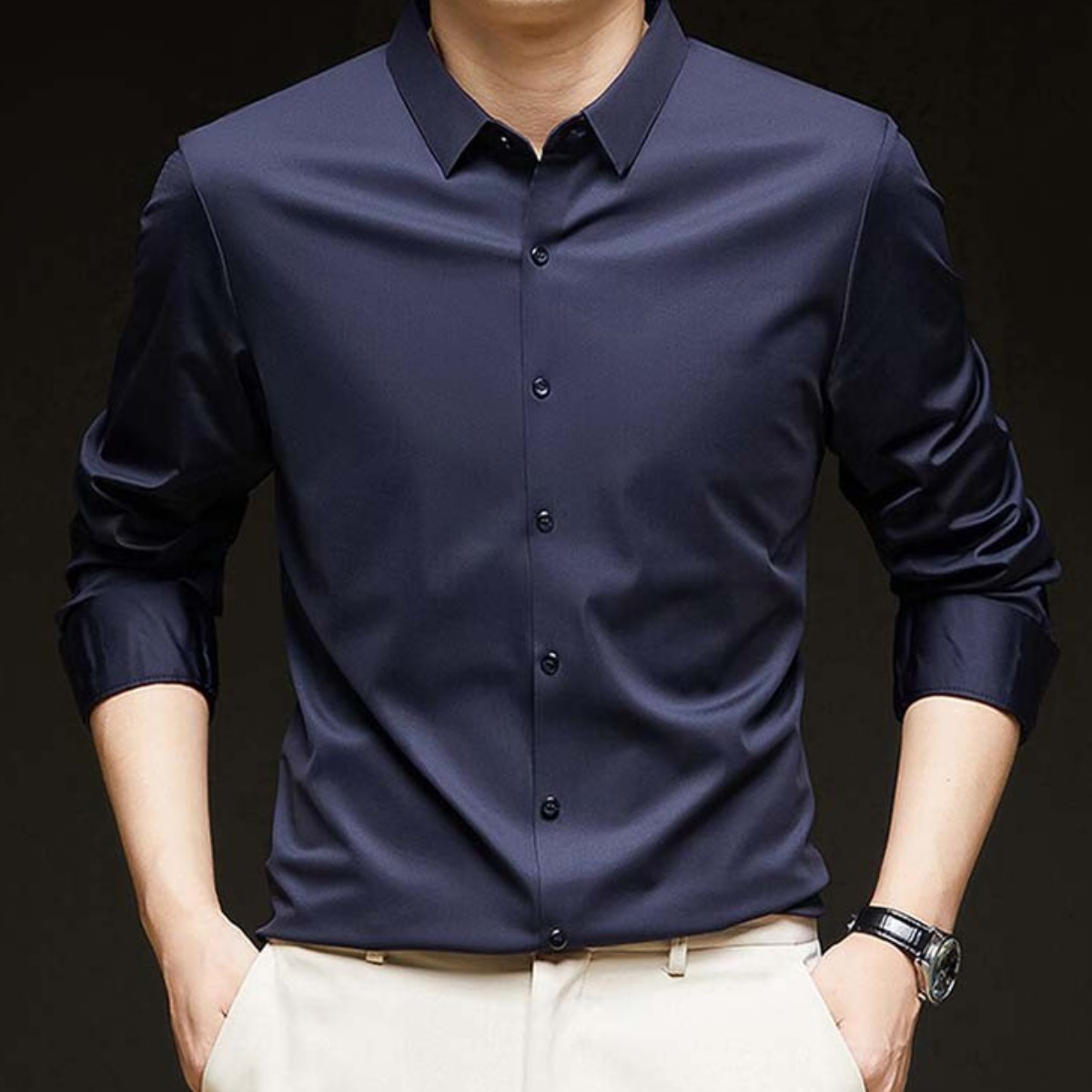 고급감 남성 롱슬리브 셔츠 봄가을용 비즈니스 캐주얼 적합 디자인 방망이 간편 아이스 실크 소재 탄력성 편안한 착용감 겨울 세련된 분위기 연출 다용도 아이템 24,290원