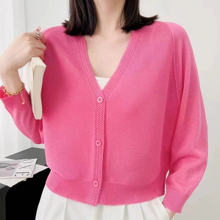 하모리 여름 얇은 시원한 쿨소재 팔뚝살커버 루즈핏 브이넥 긴팔 니트 가디건 19,800원