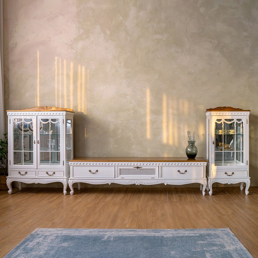 푸트리 프렌치 엔틱 원목 TV 거실장세트 A타입 1,780,000원