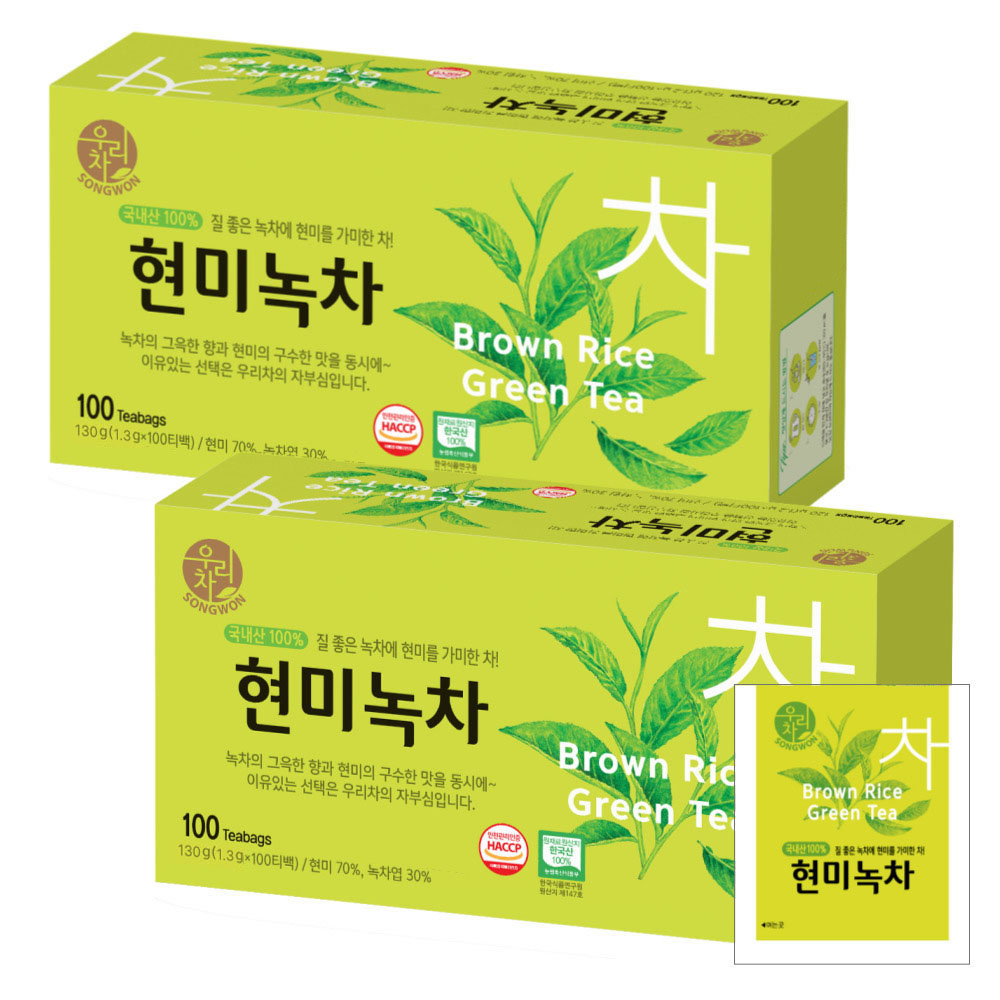 송원 우리차 현미녹차, 2개, 1.3g, 100개입 12,300원
