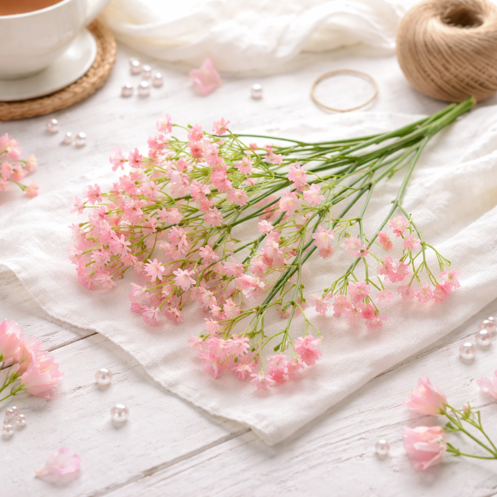 하스몰 소프트 러블리 안개꽃 홈데코 조화 꽃다발 6P, 1개, 핑크 9,900원