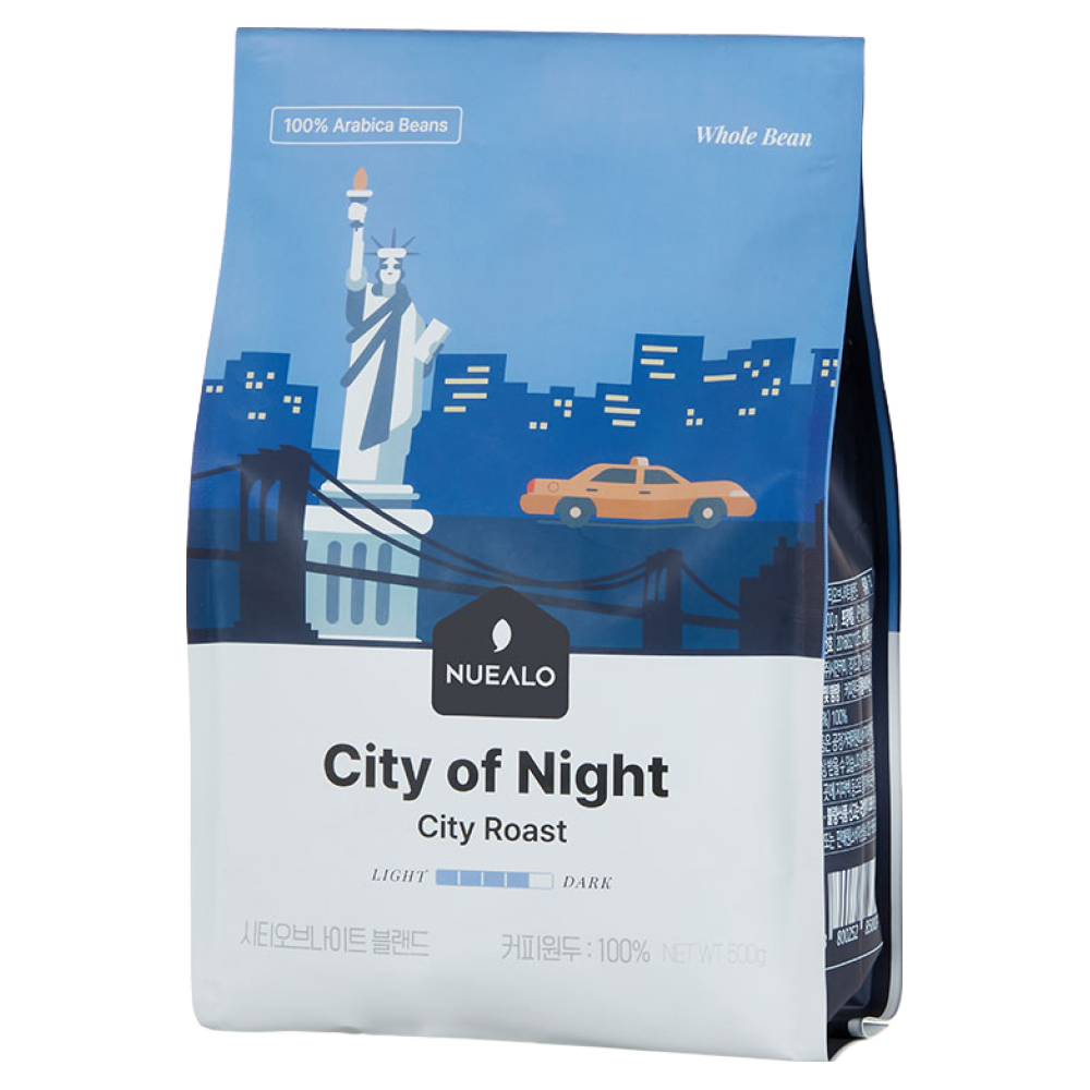 누알로 시티 오브 나이트 블랜드 케냐 콜롬비아 산미없는 원두커피 홀빈(분쇄안함), 1개, 500g, 홀빈(분쇄안함) 19,900원
