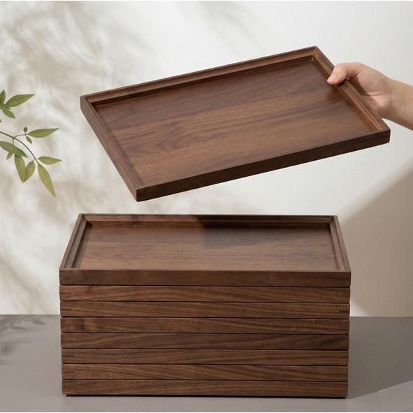 구오빌 프리미엄 대나무 우드 사각 트레이 코팅 원목 월넛 쟁반트레이, 1개, 애쉬브라운 12,000원