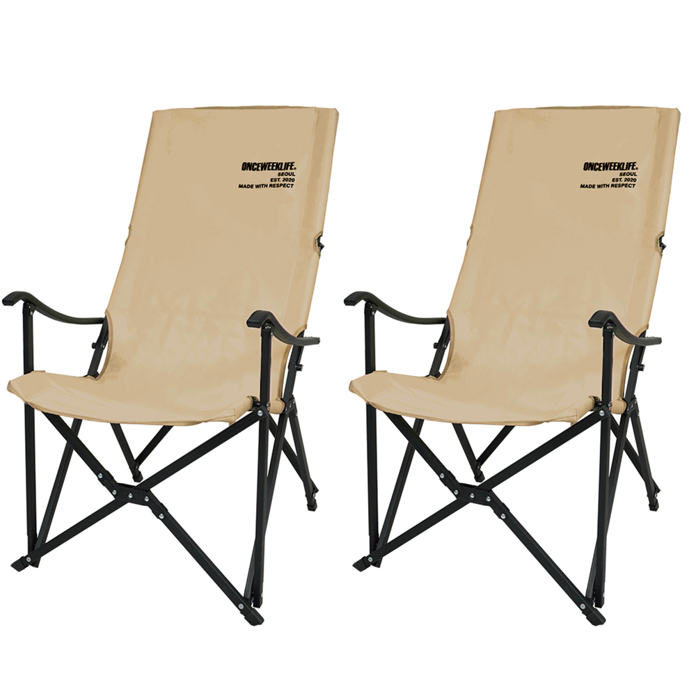 원스위크라이프 롱 릴렉스 캠핑의자 특대 블랙프레임, 베이지, 2개 88,990원