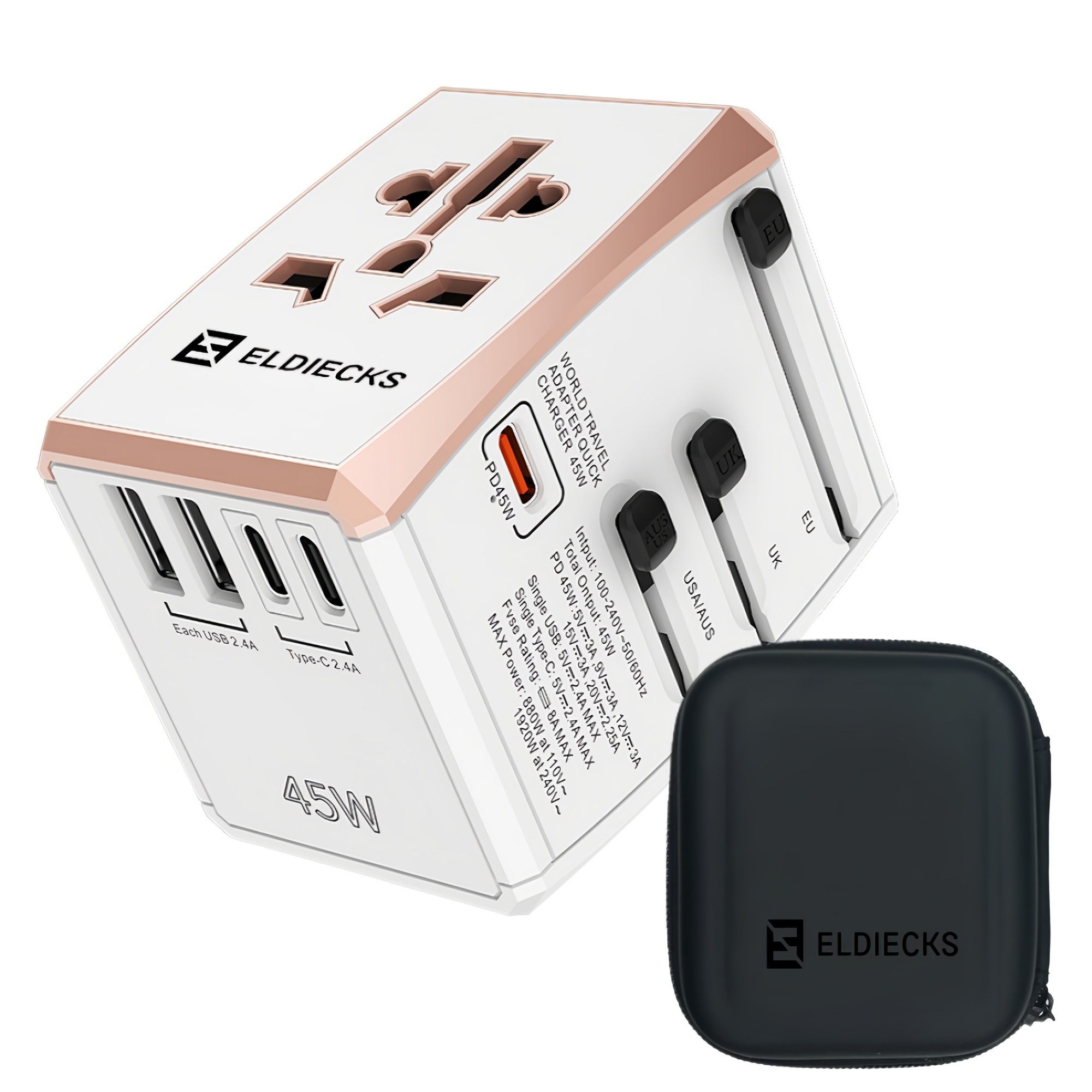 엘디엑크스 5포트 고속충전 PD45W 해외 여행용 멀티 플러그 어댑터, 1개 21,900원