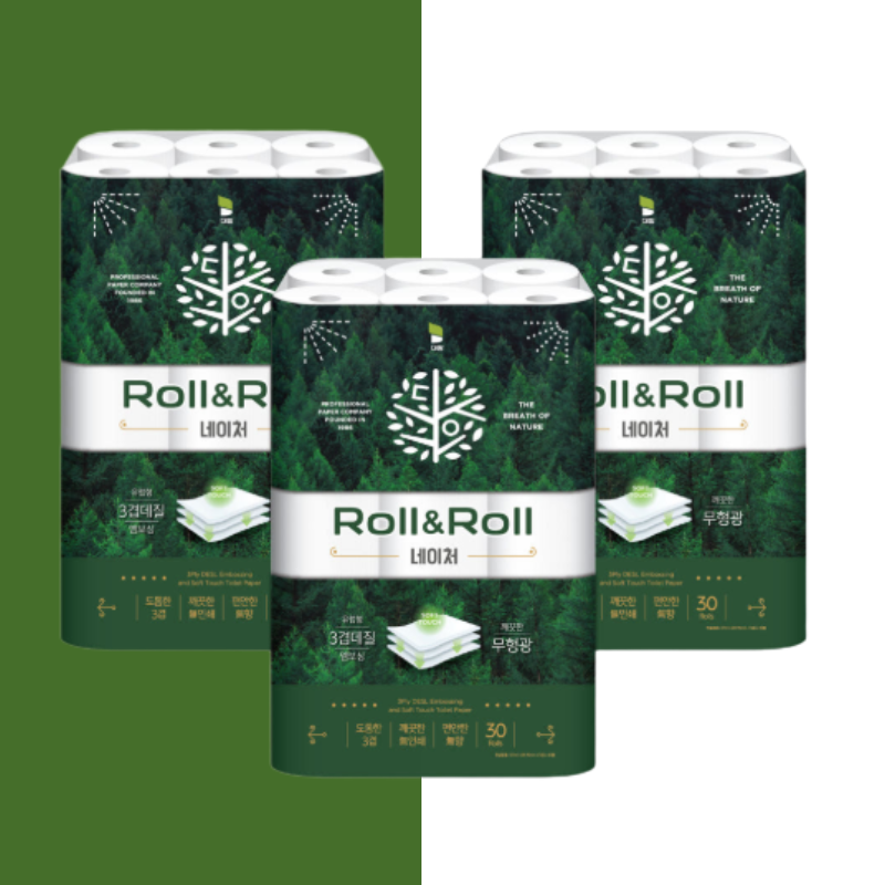 롤앤롤 네이처 3겹 화장지 27m 30롤 3팩 총90롤 대용량 두루마리휴지 48,460원