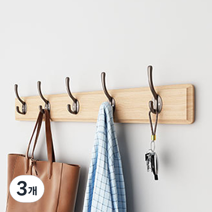 마켓플랜 빈티지 원목 벽걸이 더블 후크 5구 54,420원