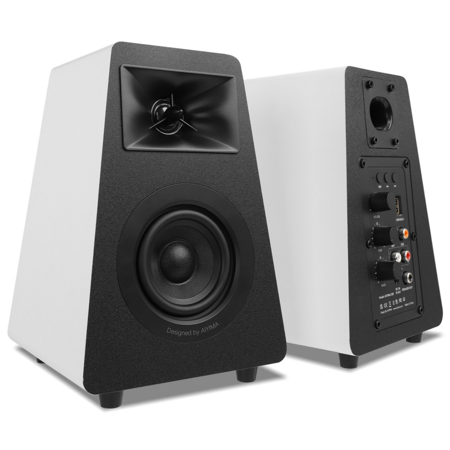 AIYIMA S30 액티브 책장 스피커 블루투스 5.3 나무 100W 스튜디오 모니터 스피커 하이파이 홈 시어터 서브우퍼, 화이트 128,880원