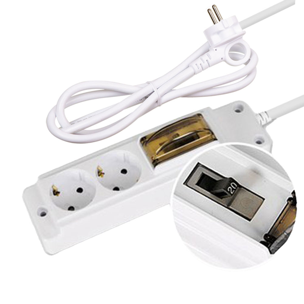 현대일렉트릭 4000W 고용량멀티탭 안전콘센트 배선차단 2구, 1.5m, 화이트, 1개 19,700원