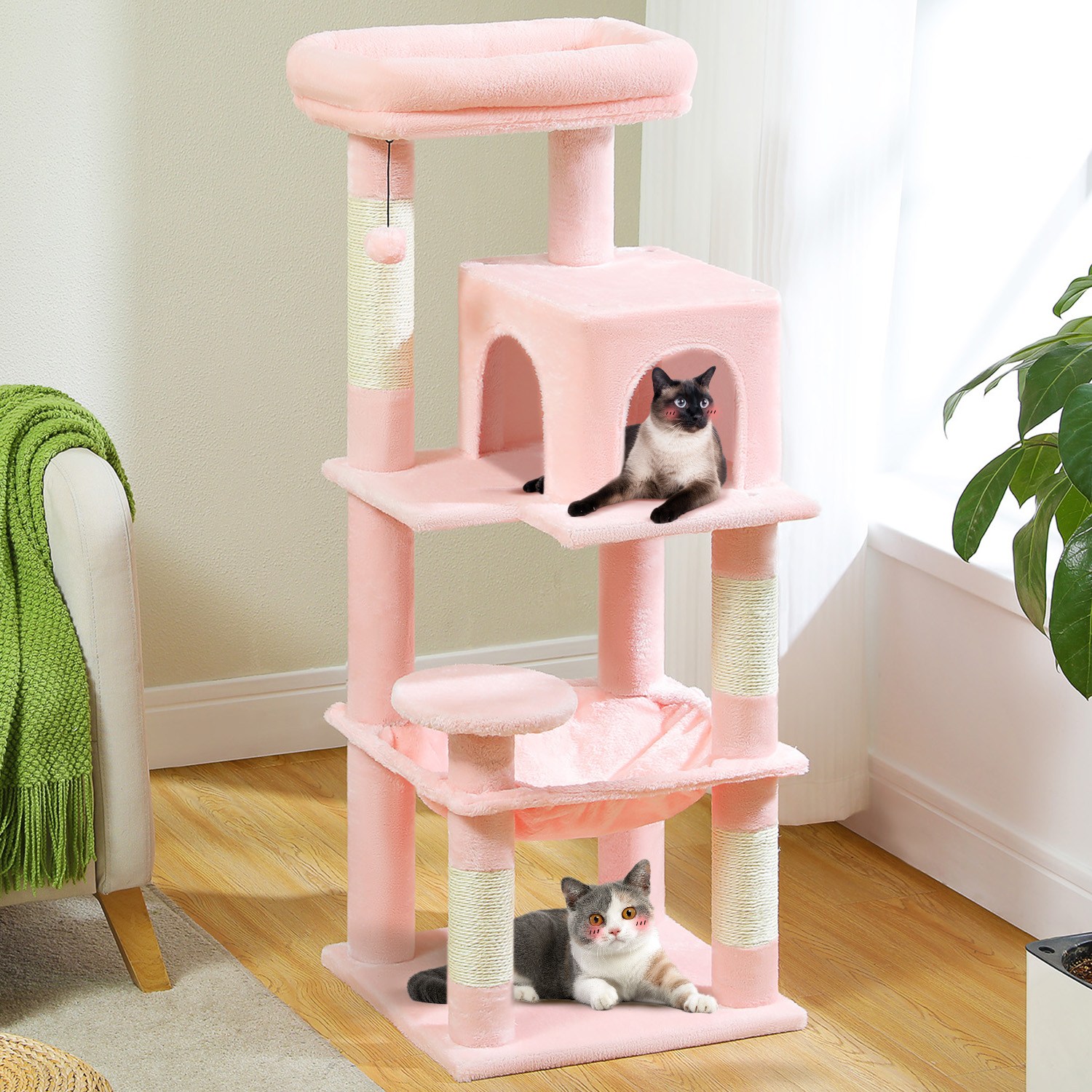 PAWZ Road 5단 심플 다색 중대형 플러시 패브릭 캣타워 ,대형 해먹+뚱냥이 숨숨집+전망대 47,600원