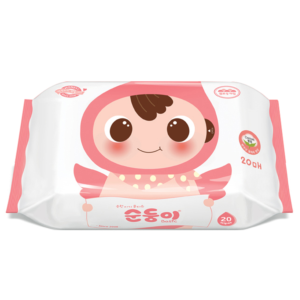 순둥이 베이직 무향 엠보싱 아기 물티슈 휴대 리필형 1,130원