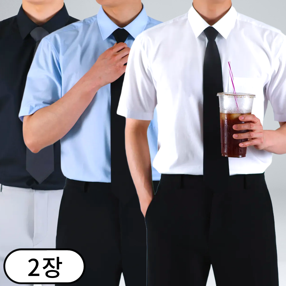 [1+1] 이브 구김없는 남성용 스판 일반핏 정장 반팔 와이셔츠 빅사이즈 (6639-2) 73,130원