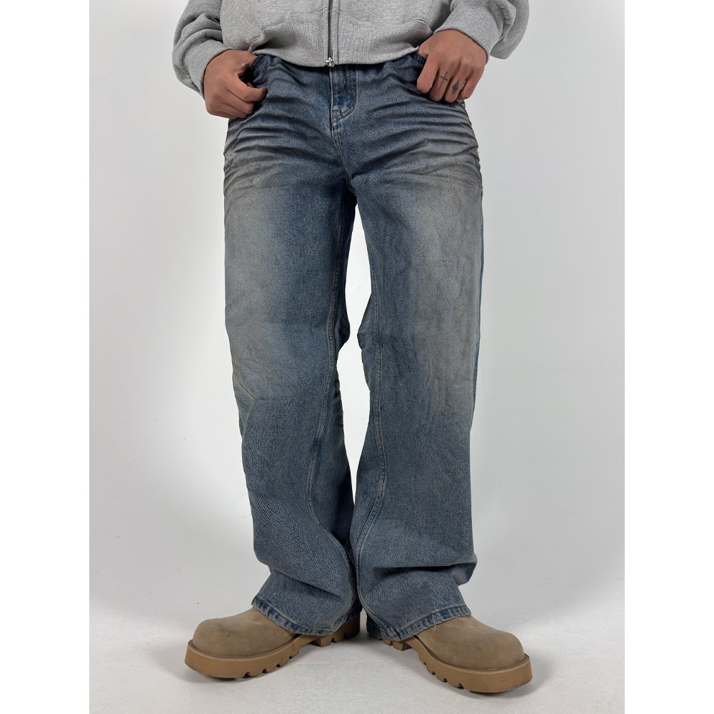 남자 엠보 디테일 워싱 데님팬츠 연청 중청 빈티지 세미 와이드 바지 청바지 큰옷 도프룸 72,000원