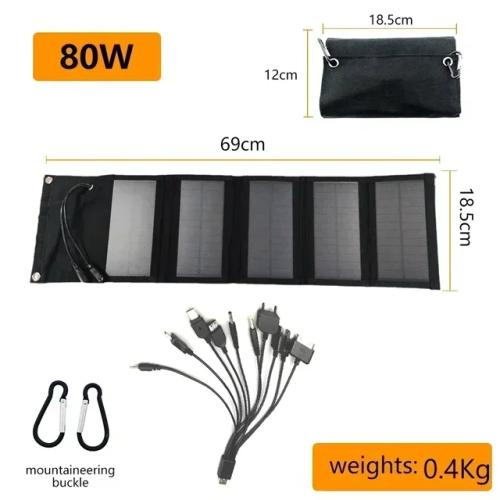 휴대용 접이식 태양 전지 패널 5 단 80W 5V USB 배터리 충전기 휴대 전화 야외 방수 보조배터리 캠핑 낚시용 50,960원