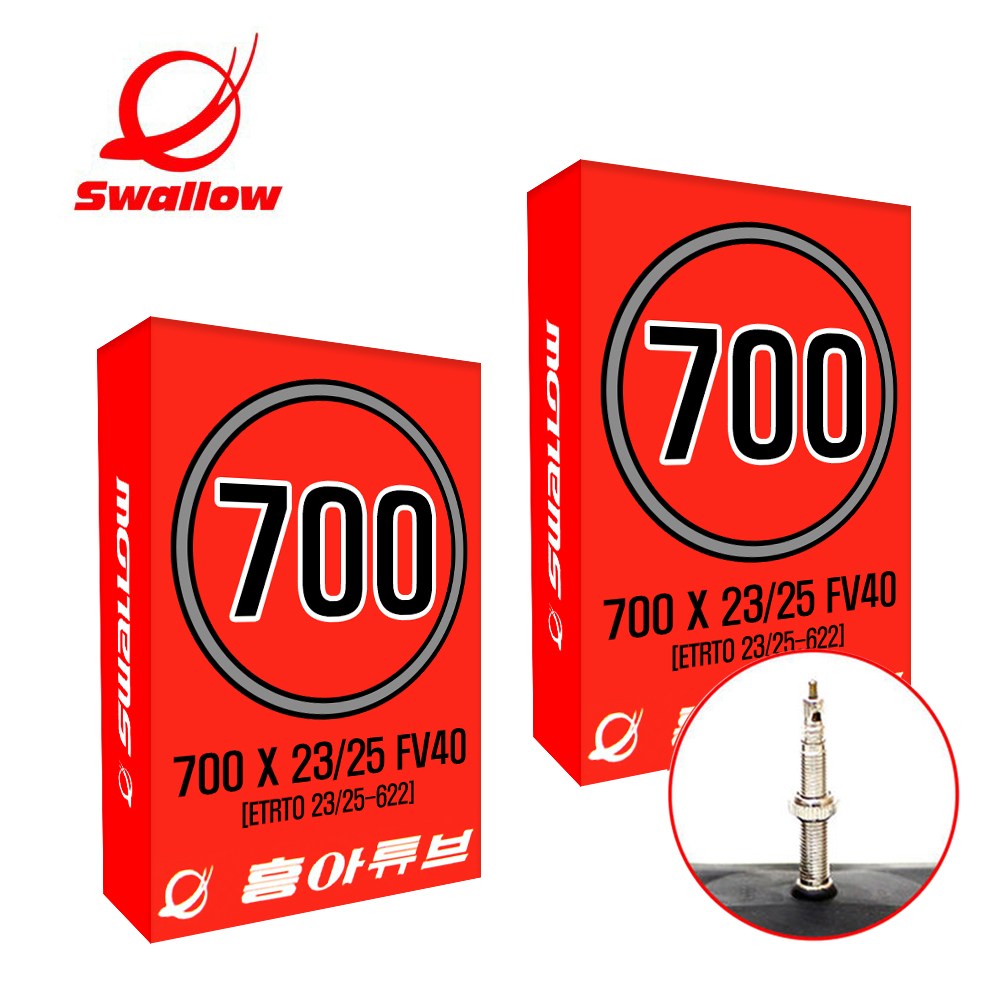 흥아타이어 700c 자전거 튜브 700x23c / 700x25c FV40 픽시 로드튜브 (23/25-622) 12,000원