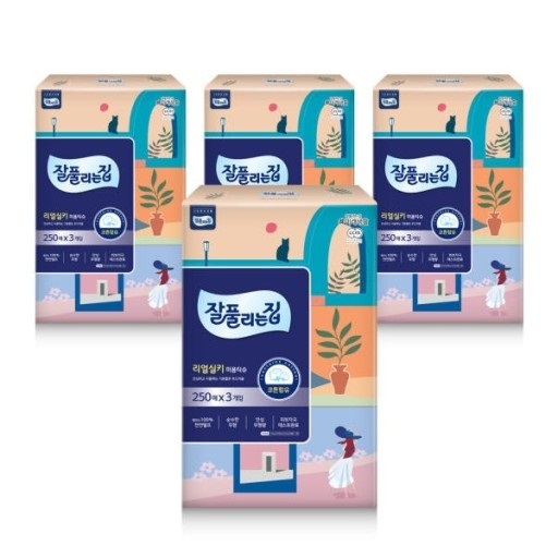 잘풀리는집 리얼실키 미용티슈 250매 x 3입 4팩 20,700원