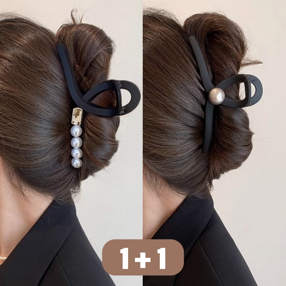 1+1 여성 무광 진주 집게핀 15cm 빅사이즈 올림머리 반묶음 머리핀 7,980원