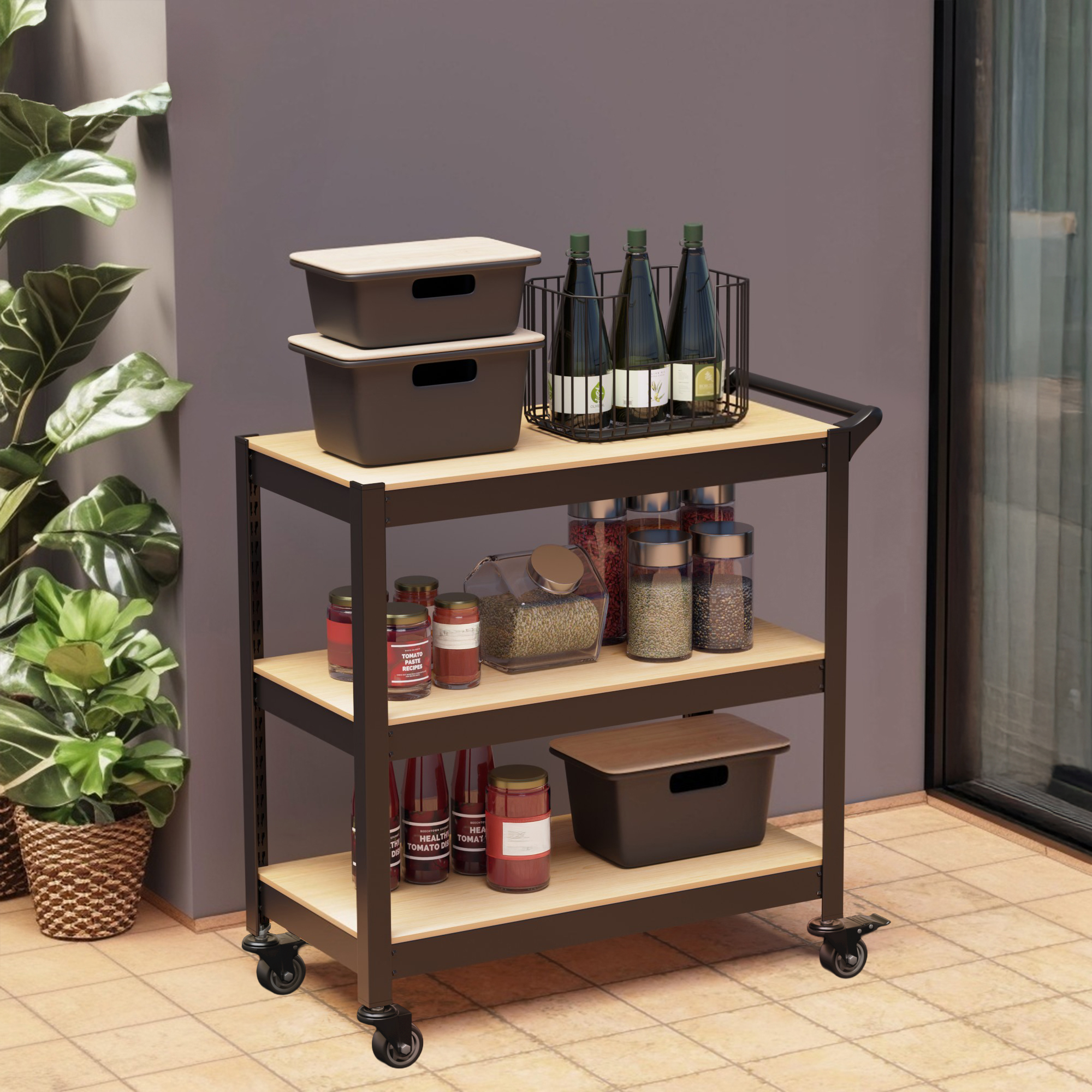 홈던트하우스 철제 이동식 수납 선반 트롤리 800 x 400 x 730 mm 86,350원