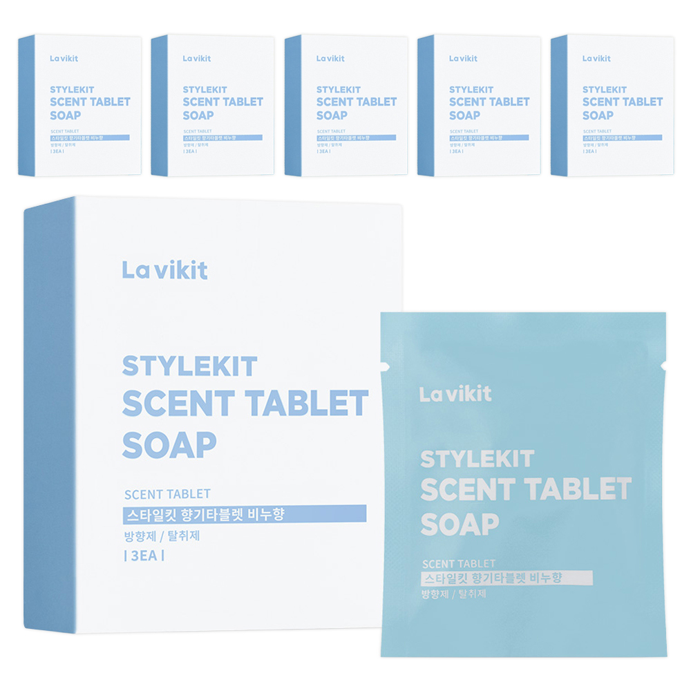 라비킷 스타일킷 향기타블렛 비누향 섬유탈취제 리필 3개입, 34g, 6개 78,900원