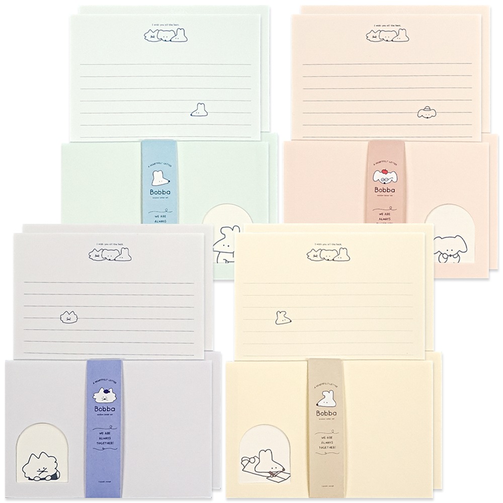 뭉구 1000 감성 보바 창문 편지지 4종 x 2p 세트, 크림 + 민트 + 페일핑크 + 세레니티, 1개 7,200원