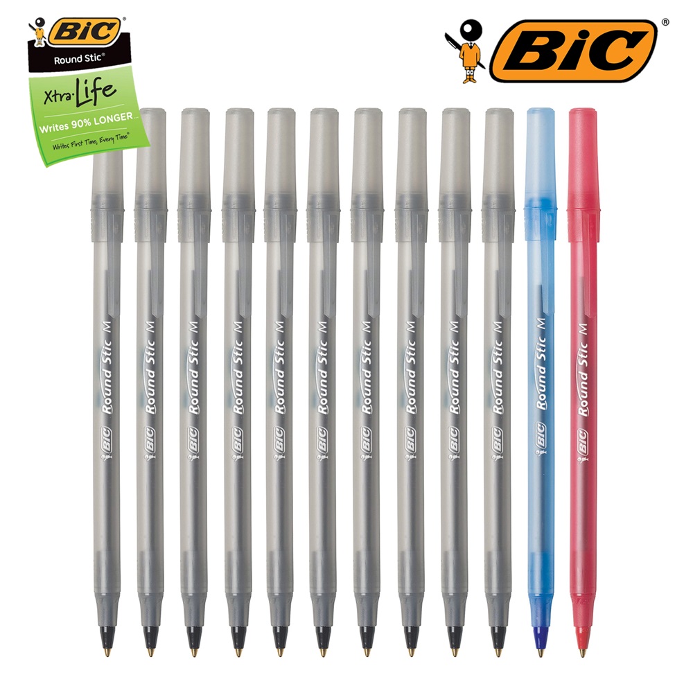 BIC 볼펜 라운드스틱 1.0mm 빅펜 혼합 컬러 12개입, 검정10 + 빨강1 + 파랑1 15,980원
