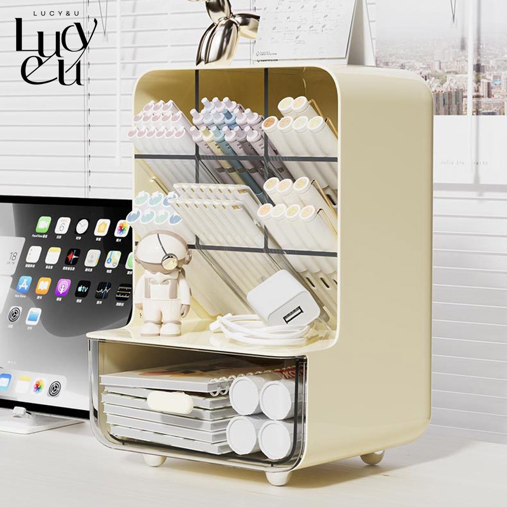 루시앤유 다용도 책상 사무용품 문구 수납함 펜꽂이 펜홀더 연필꽂이, 1개, 크림 8,900원