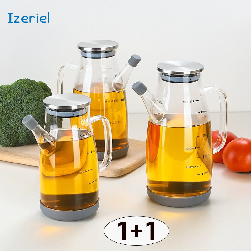 Izeriel 자동개폐 글라스 오일병 투명캡 오일병 기름병 용기 참기름병 간장통 투명 참기름병 눈금 기름병 양념 포장용기 내열유리 오일병세트 20,800원