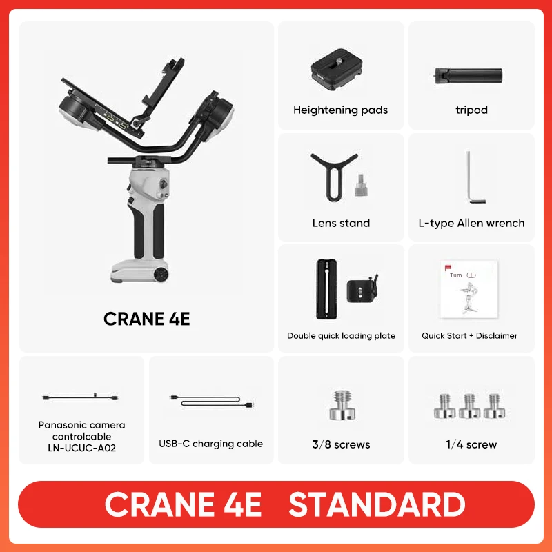 오리지널 ZHIYUN CRANE 4E 핸드헬드 3축 카메라 짐벌 스태빌라이저 PD 고속 충전 6kg 하중 내장형 10W 필 910,600원
