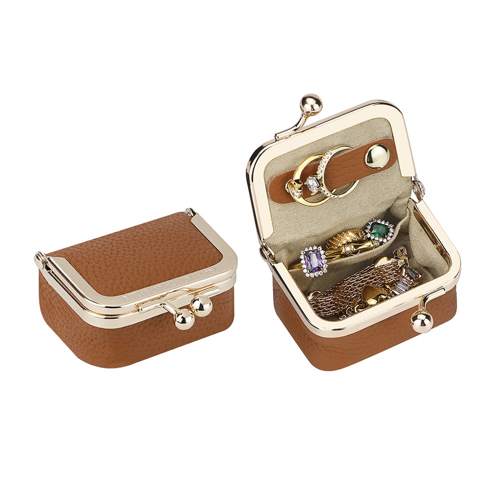 Royal Bagger 진피 미니 주얼리 여성 지갑 단색 키스 잠금 동전 지갑 캐주얼 스타일 소형 수납백 여성용, s, 깊은 보라색 + 체인 14,990원