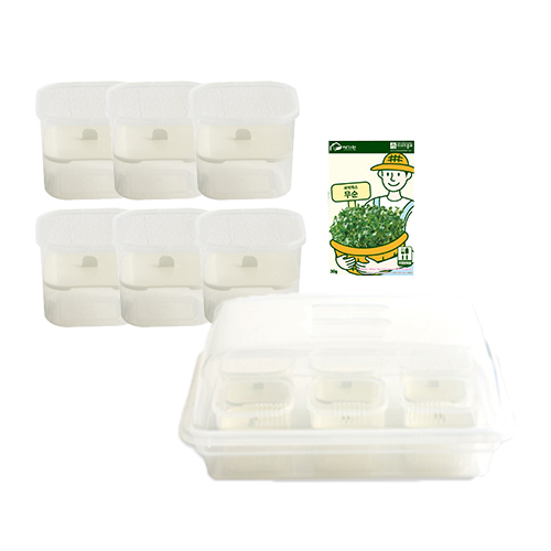 이지앤프리 새싹 무순 키우기 재배큐브 6개 + 재배용 채반 6개 + 보관함 + 씨앗 10,900원