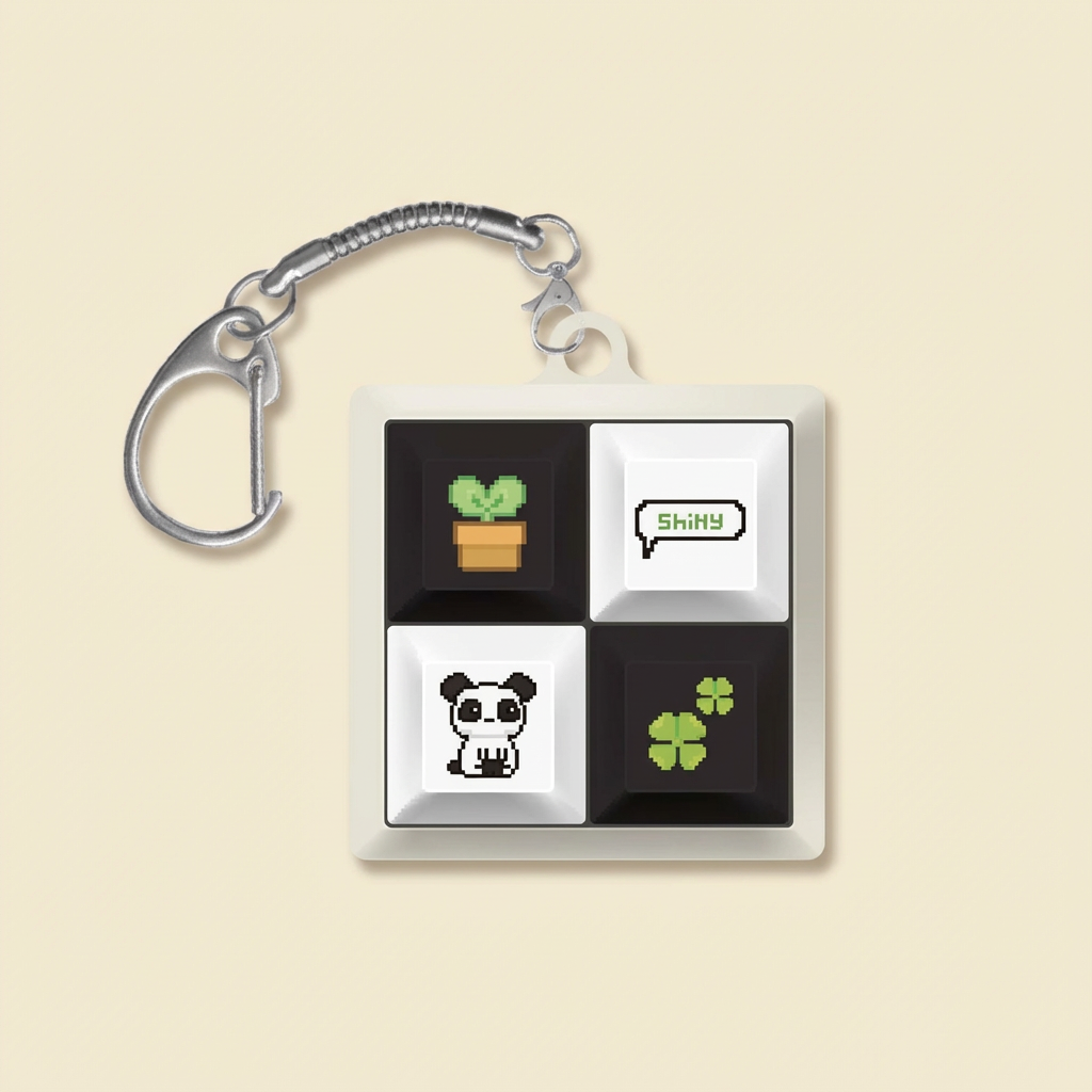 키덕키덕 청축 키캡 키링 4구 기계식 키보드 픽셀 동물 4종, 1개, 판다 12,510원