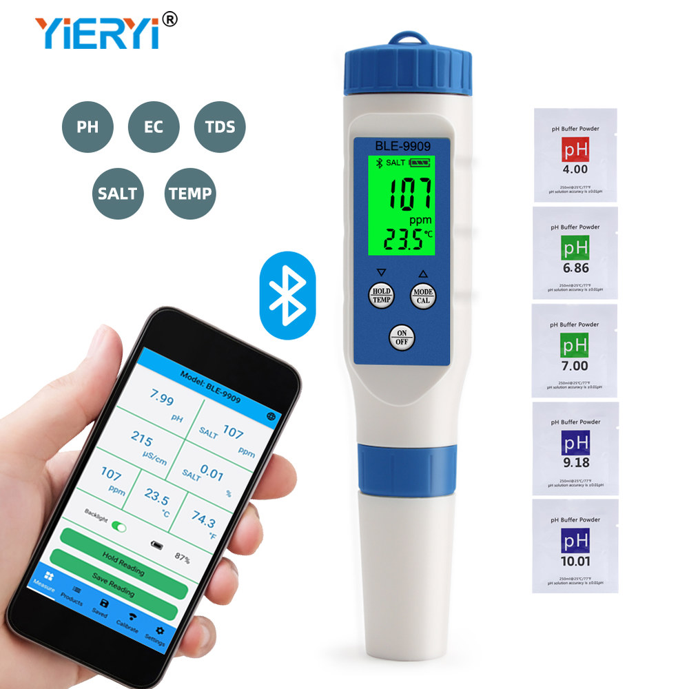 토양 테스터 PH EC TDS 염분 TEMP Meter 디지털 수질 스마트 온라인 Blue Tooth Monitor 수족관 용 APP 제어 수경법 43,200원