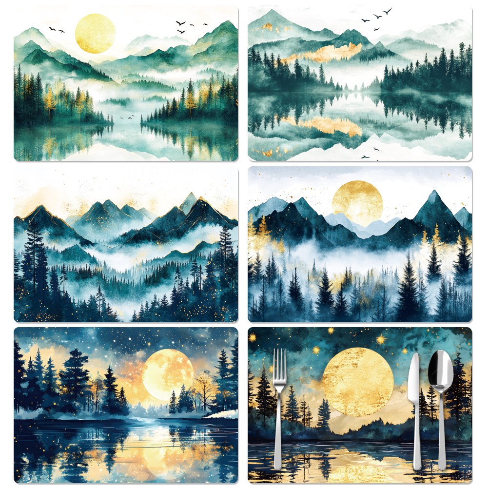 직사각형 식탁 매트 세트 6가지 디자인 플라스틱 덮개 테이블보 30x43cm 6개, 산 18,500원