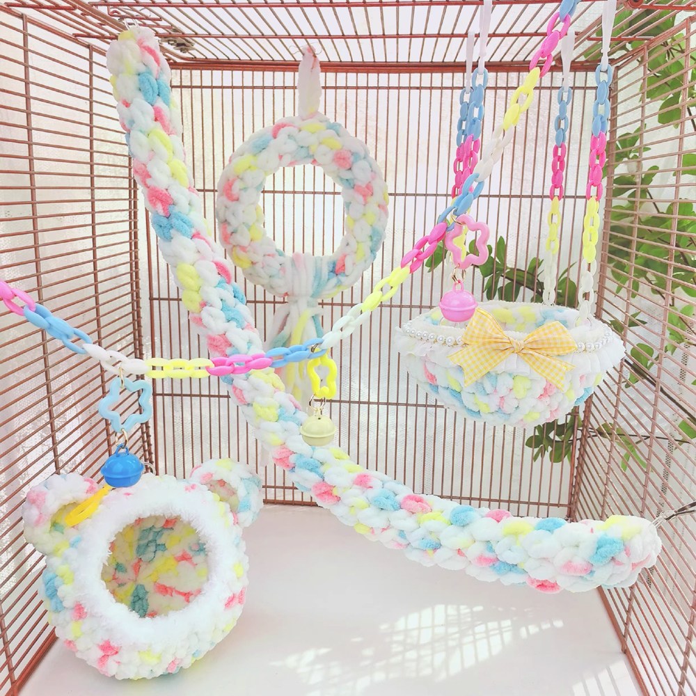앵무새 포치 은신처 그네 해먹 체인 바인 5종 세트 피그미다람쥐 슈가글라이더, 1개, 솜사탕 36,800원