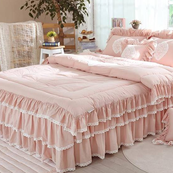류금숙 여자의 침실 광목워싱 레이스 이중 프릴 침대커버 70,750원