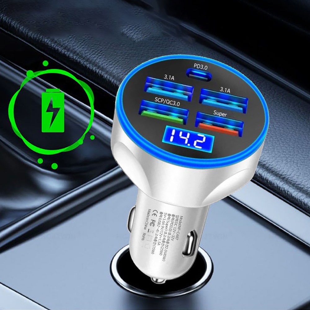 네오필 차량용 급속 5포트 초고속 충전기 자동차 핸드폰 시거잭 PD C타입 USB 5,720원