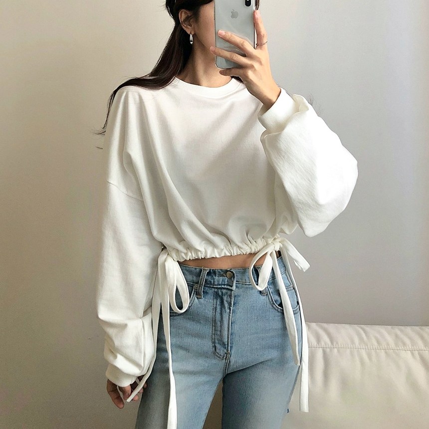 라라온 여성용면라운드넥리본스트랩크롭맨투맨26TSP3667 18,500원